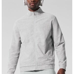ALO NWT XL Conquer Max Mock Neck Full Zip Heather Grey